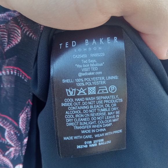 Ted Baker Black & Pink Floral Ballou Blouse - size 5 - Picture 5 of 8